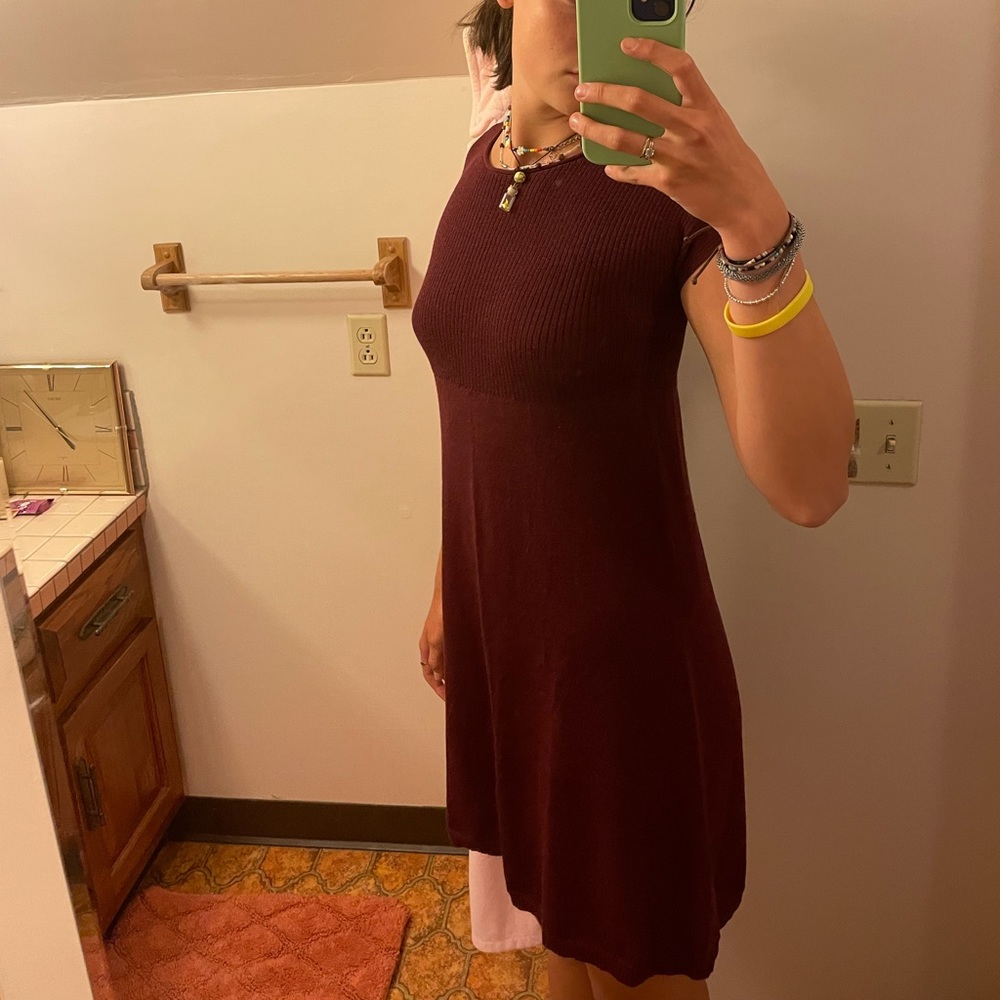 Burgundy Eileen Fisher midi length dress